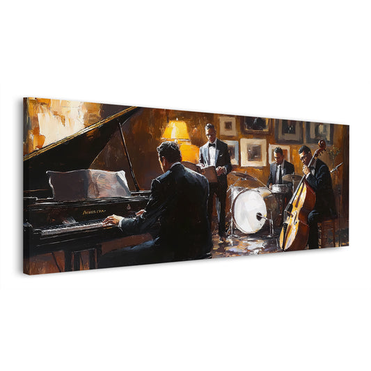 Abstrakt Jazz Musik Klavier Schlagzeug Leinwandbild Wandbild Kunstdruck XL Deko