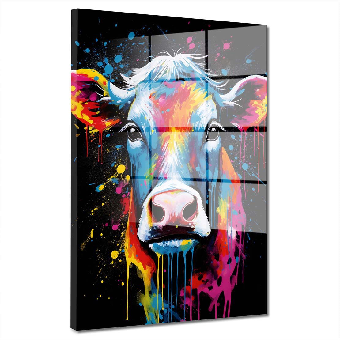 Abstrakt Kuh Pop Art Style Acrylglasbild Wandbild Bild Wanddeko Wohnzimmer XL