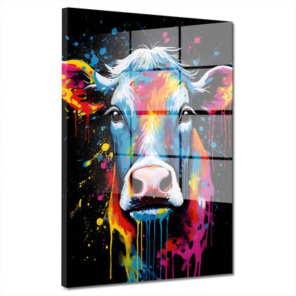 Abstrakt Kuh Pop Art Style Acrylglasbild Wandbild Bild Wanddeko Wohnzimmer XL