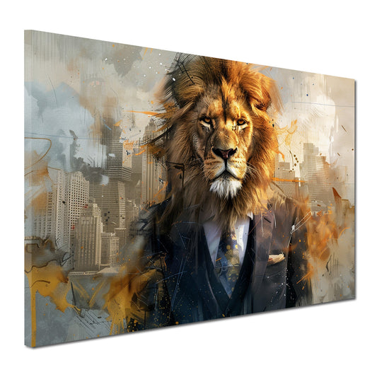 Abstrakt Löwe im Anzug modern urban Wandbild Leinwandbild Kunstdruck Deko