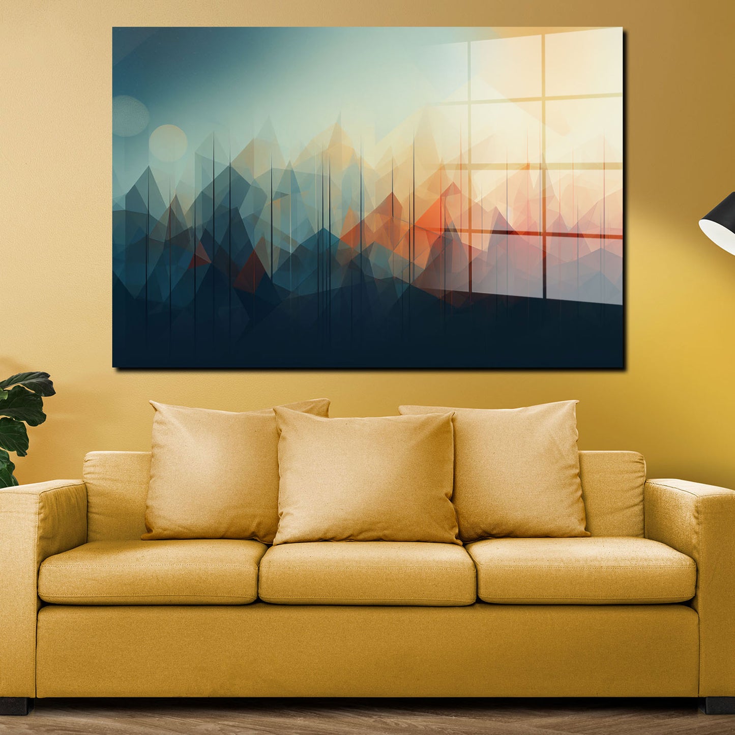 Abstrakt Mountain Lines Acrylglasbild Wandbild Bild Wanddeko Wohnzimmer XL