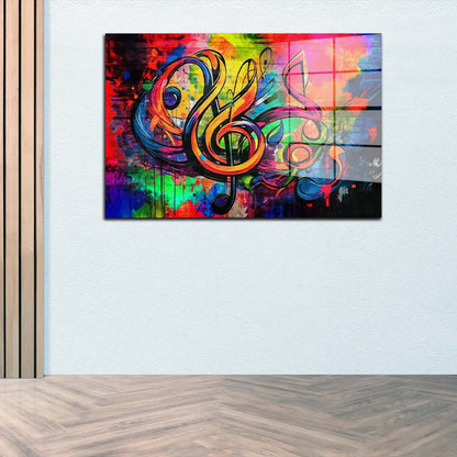 Abstrakt Musiknote colour Style Acrylglasbild Wandbild Wanddeko Wohnzimmer XL
