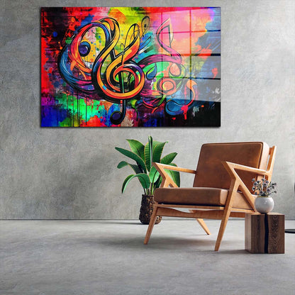 Abstrakt Musiknote colour Style Acrylglasbild Wandbild Wanddeko Wohnzimmer XL