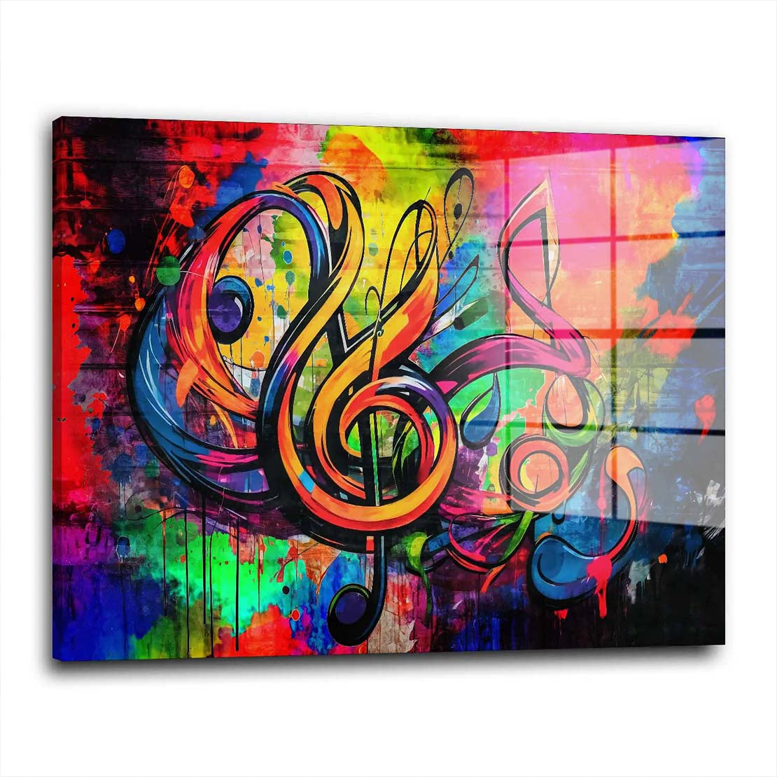 Abstrakt Musiknote colour Style Acrylglasbild Wandbild Wanddeko Wohnzimmer XL
