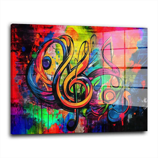 Abstrakt Musiknote colour Style Acrylglasbild Wandbild Wanddeko Wohnzimmer XL