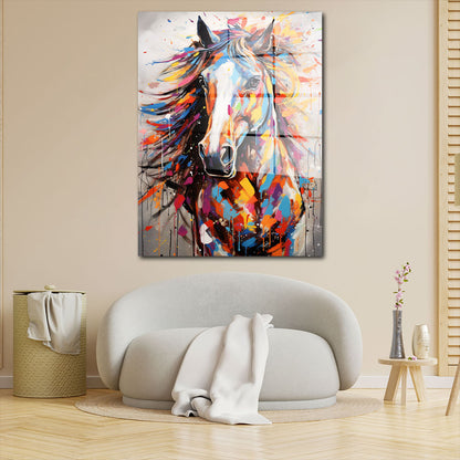 Abstrakt Pferd Pop Art Colour Style Acrylglasbild Wandbild Bild Wanddeko Wohnzimmer XL