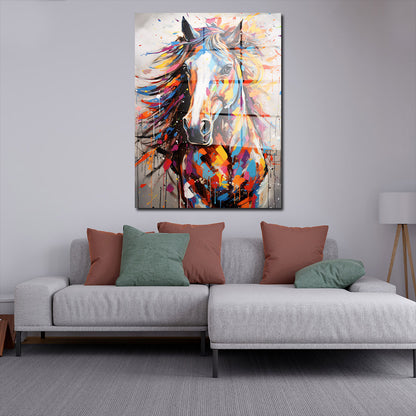 Abstrakt Pferd Pop Art Colour Style Acrylglasbild Wandbild Bild Wanddeko Wohnzimmer XL