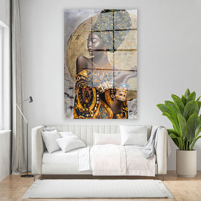 Wunderschöne afrikanische Frau Acrylglasbild Wandbild Bild Wanddeko Wohnzimmer XL