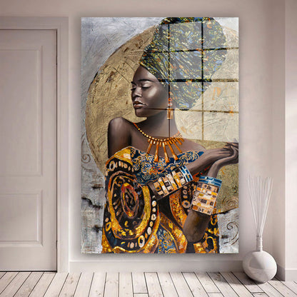 Wunderschöne afrikanische Frau Acrylglasbild Wandbild Bild Wanddeko Wohnzimmer XL