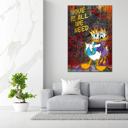 King Duck Love Is All We Need Kunst Wandbild Leinwandbild Kunstdruck XL Wanddeko
