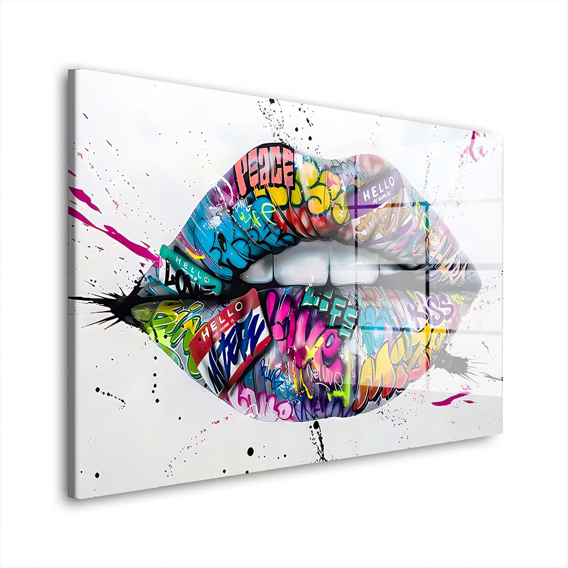 Lippen Street Art Lips Pop Art Acrylglasbild Wandbild Bild Wanddeko Wohnzimmer XL