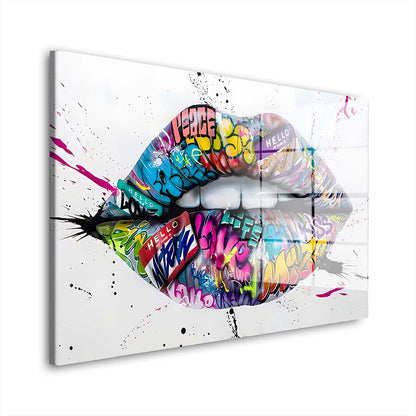 Lippen Street Art Lips Pop Art Acrylglasbild Wandbild Bild Wanddeko Wohnzimmer XL