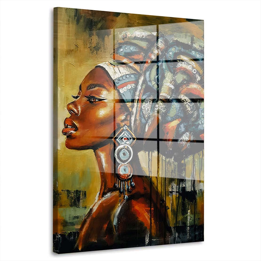 Modern afrikanische Frau wunderschön Abstract Acrylglasbild Wandbild Wanddeko XL