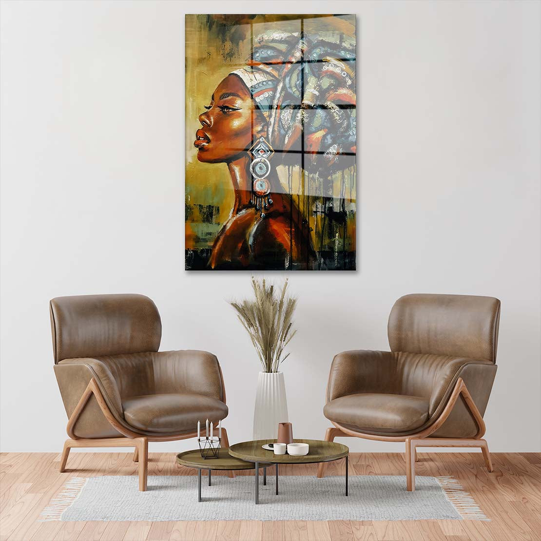 Modern afrikanische Frau wunderschön Abstract Acrylglasbild Wandbild Wanddeko XL