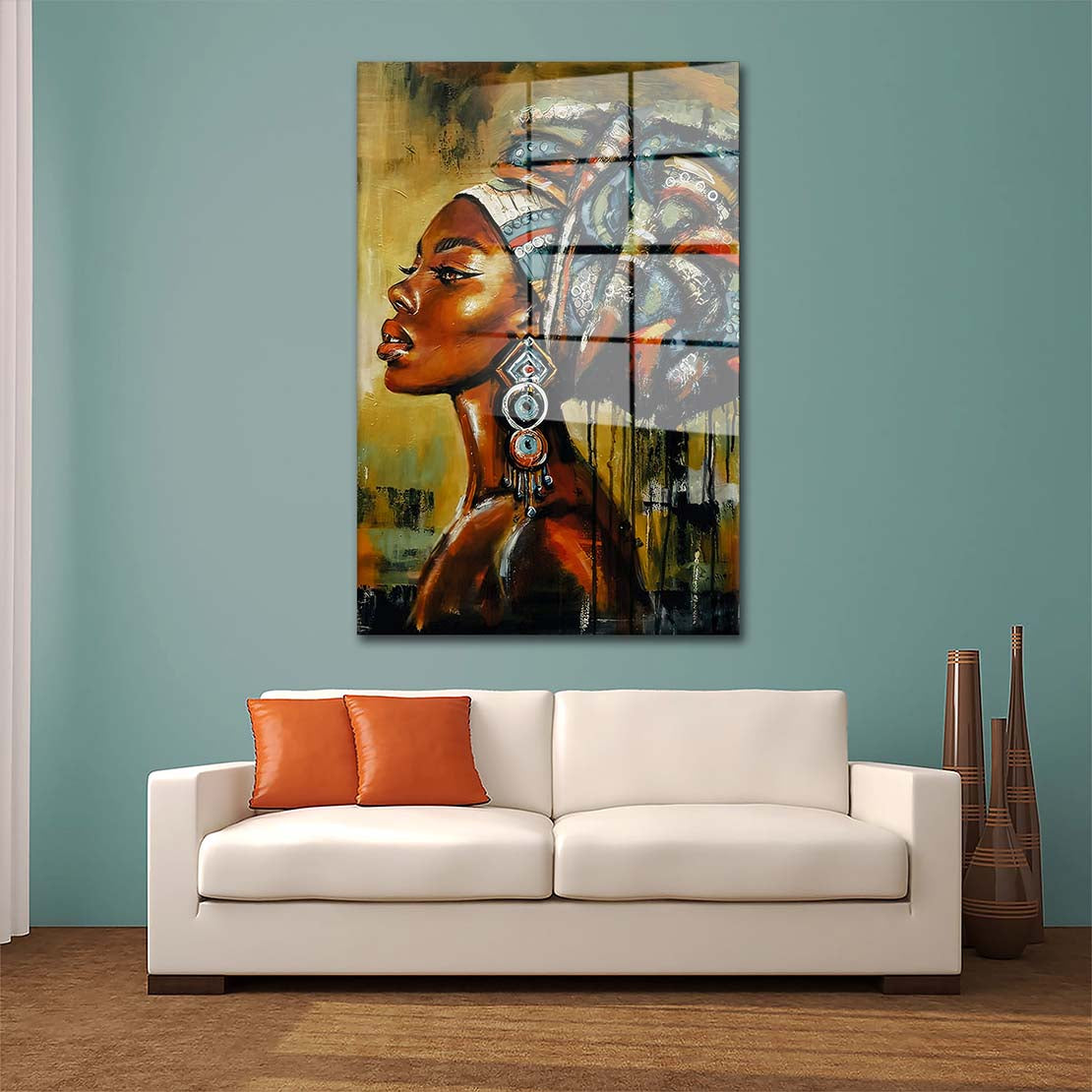 Modern afrikanische Frau wunderschön Abstract Acrylglasbild Wandbild Wanddeko XL