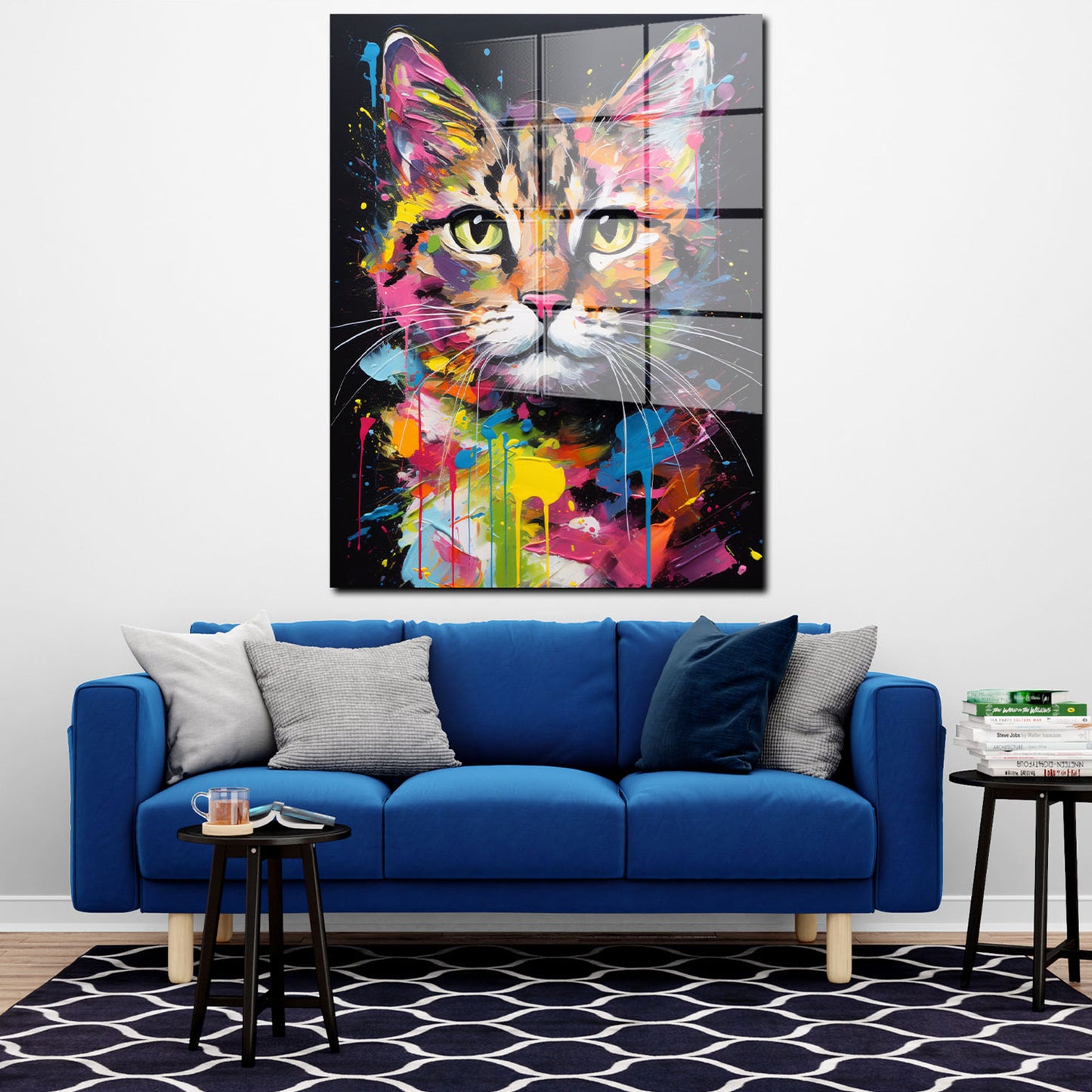 Wunderschön mit Katze Colour Style Acrylglasbild Wandbild Bild Wanddeko Wohnzimmer XL