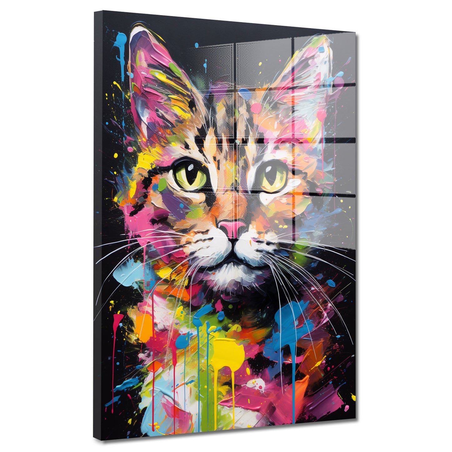 Wunderschön mit Katze Colour Style Acrylglasbild Wandbild Bild Wanddeko Wohnzimmer XL