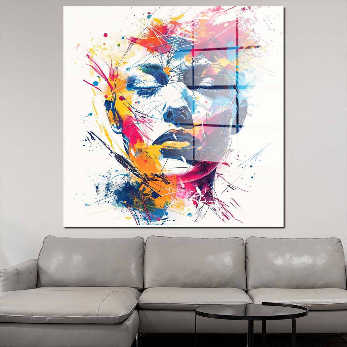 Wunderschönes Gesicht Splash Pop Art Acrylglasbild Wandbild Bild Wanddeko XL