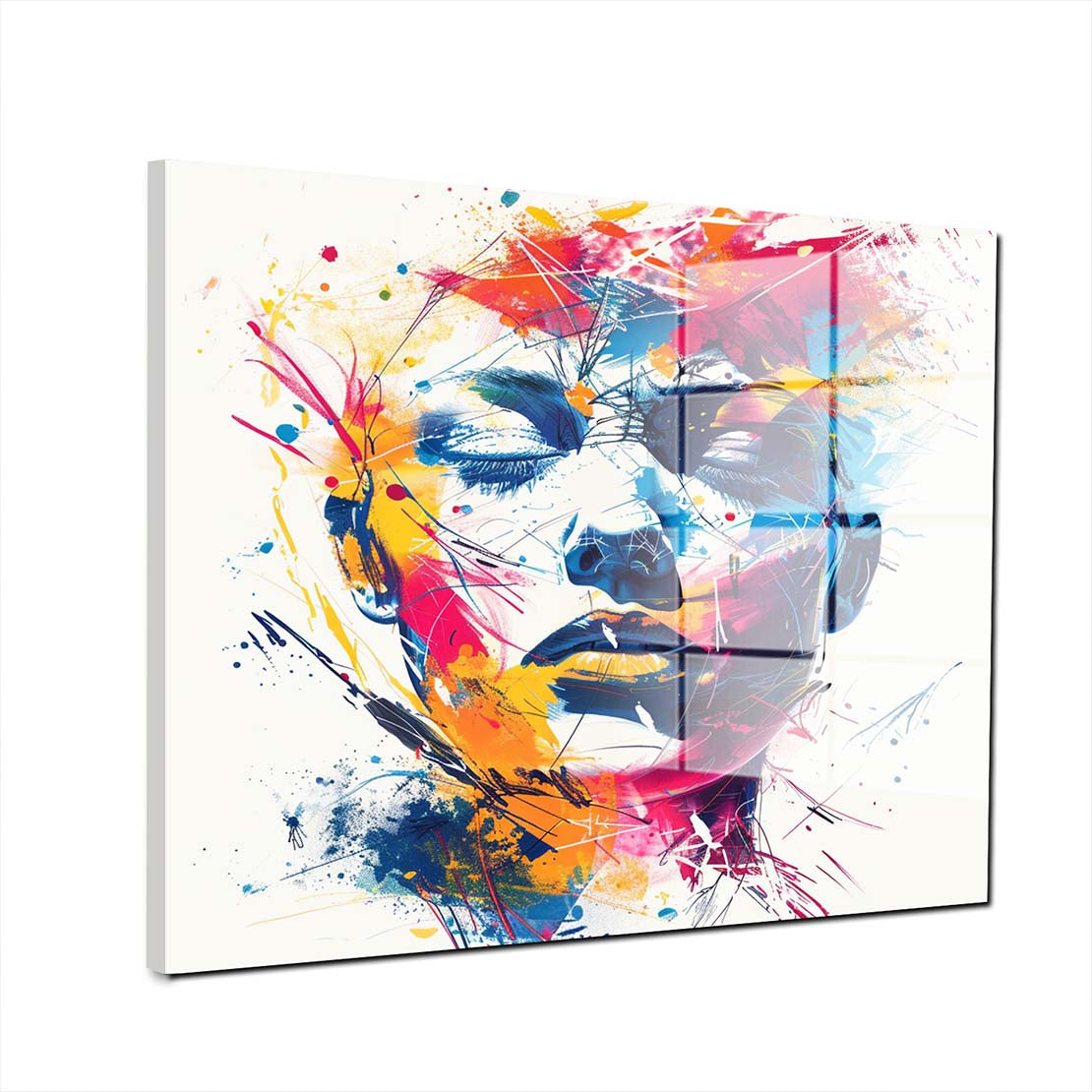 Wunderschönes Gesicht Splash Pop Art Acrylglasbild Wandbild Bild Wanddeko XL