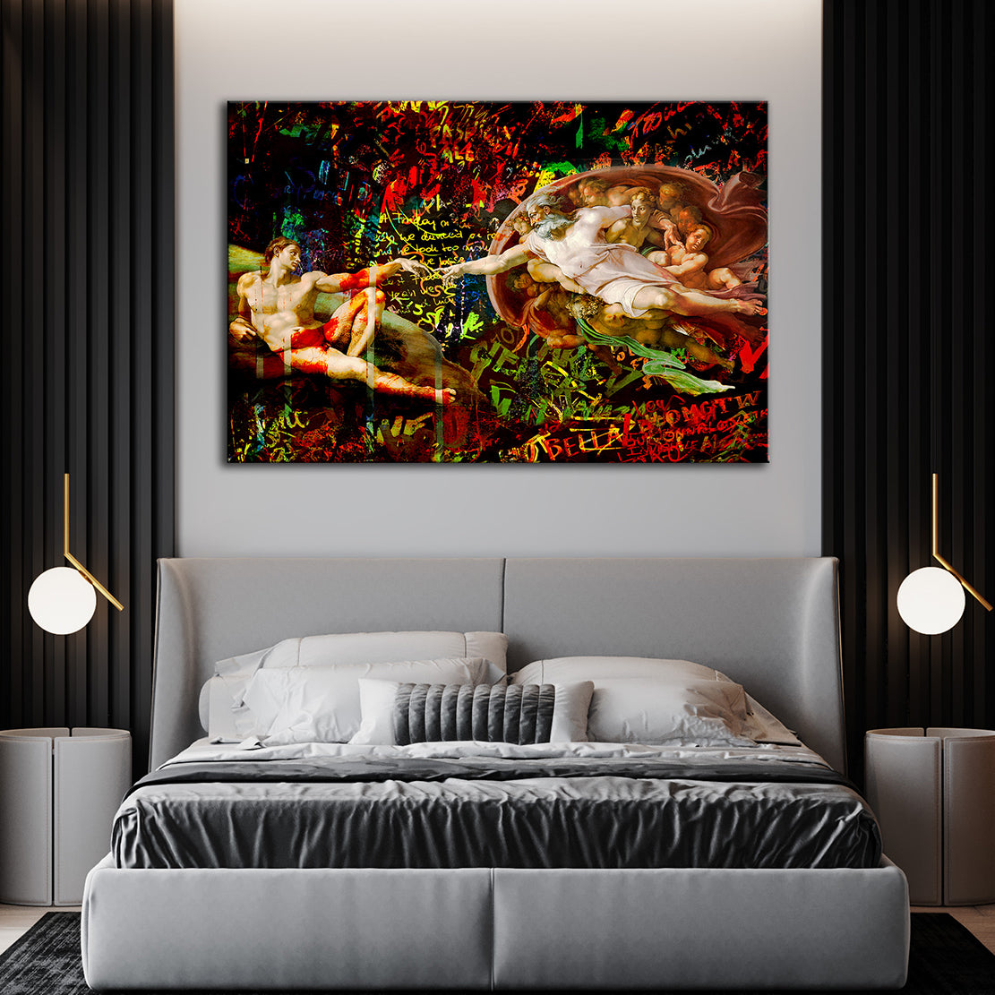 Touch Of God Abstract Wandbild Leinwandbild Kunstdruck XL Wanddeko