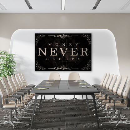 Motivation Mindset Money Never Sleeps Wandbild Leinwandbild Kunstdruck Deko