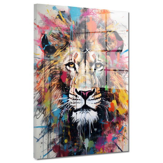 Street Art Löwenkopf Colour Style Acrylglasbild Wandbild Bild Wanddeko Wohnzimmer XL