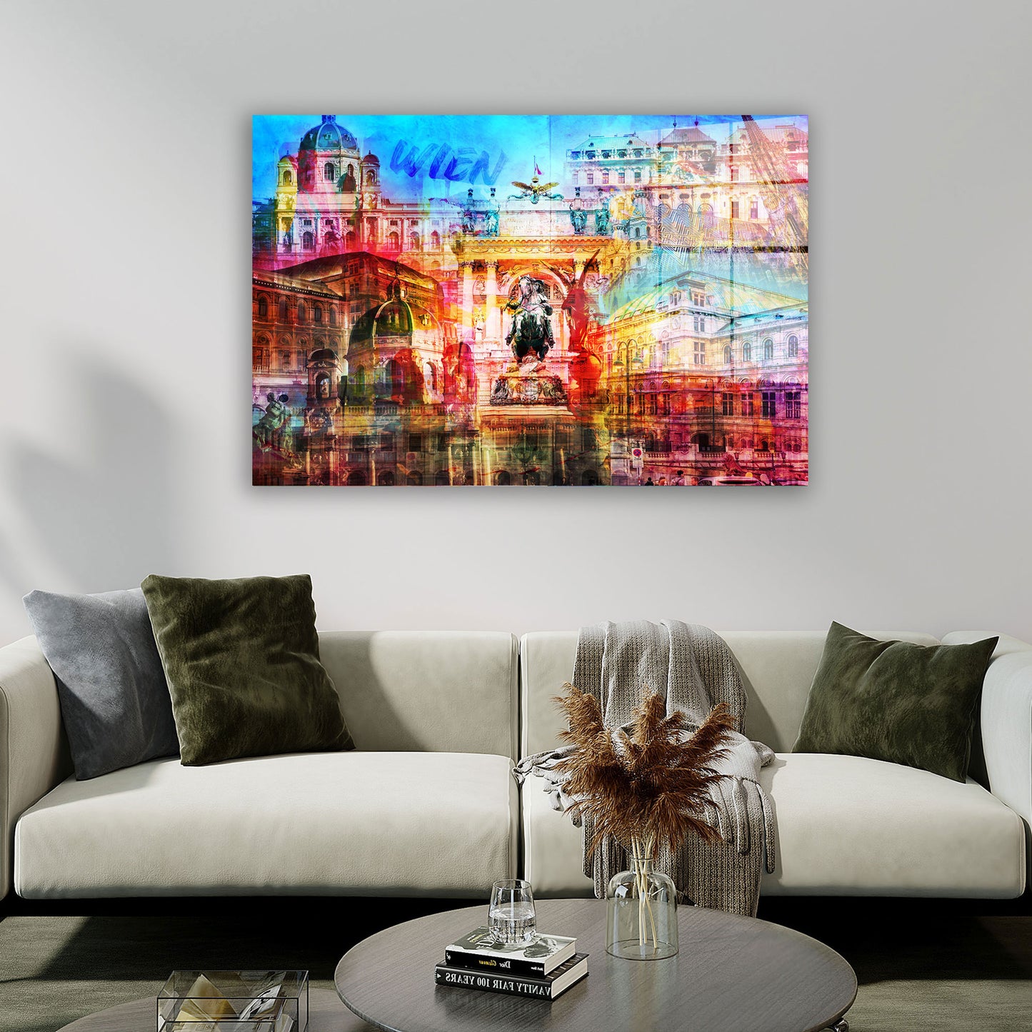 Wien Pop Art Wahrzeichen Acrylglasbild Wandbild Bild Wanddeko Wohnzimmer XL
