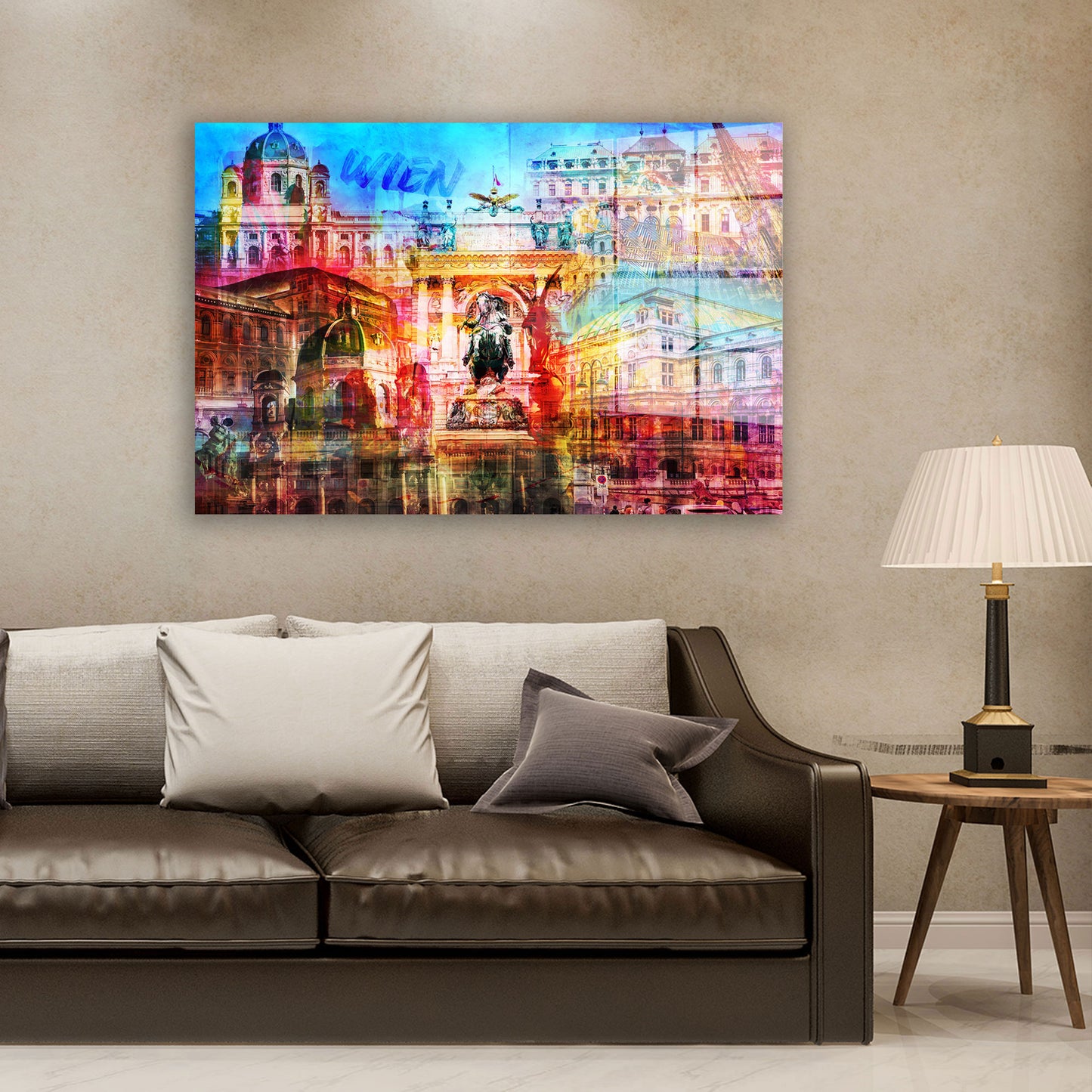 Wien Pop Art Wahrzeichen Acrylglasbild Wandbild Bild Wanddeko Wohnzimmer XL