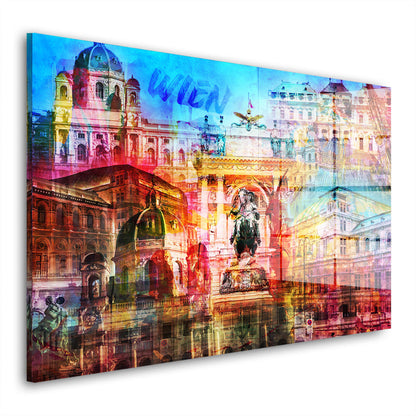 Wien Pop Art Wahrzeichen Acrylglasbild Wandbild Bild Wanddeko Wohnzimmer XL
