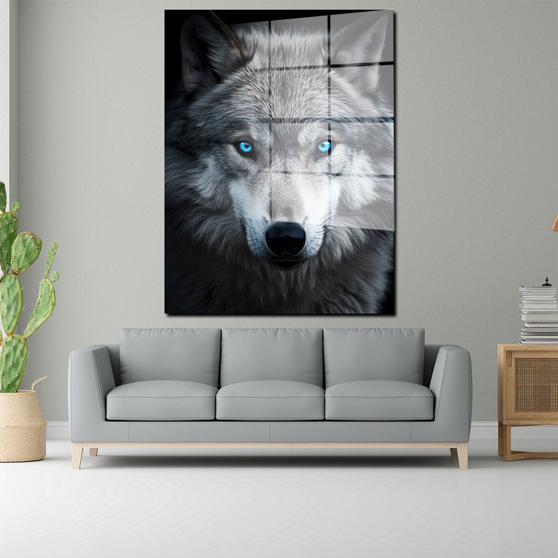Wolf frontal Acrylglasbild Wandbild Bild Wanddeko Wohnzimmer XL
