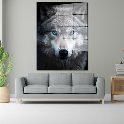 Wolf frontal Acrylglasbild Wandbild Bild Wanddeko Wohnzimmer XL