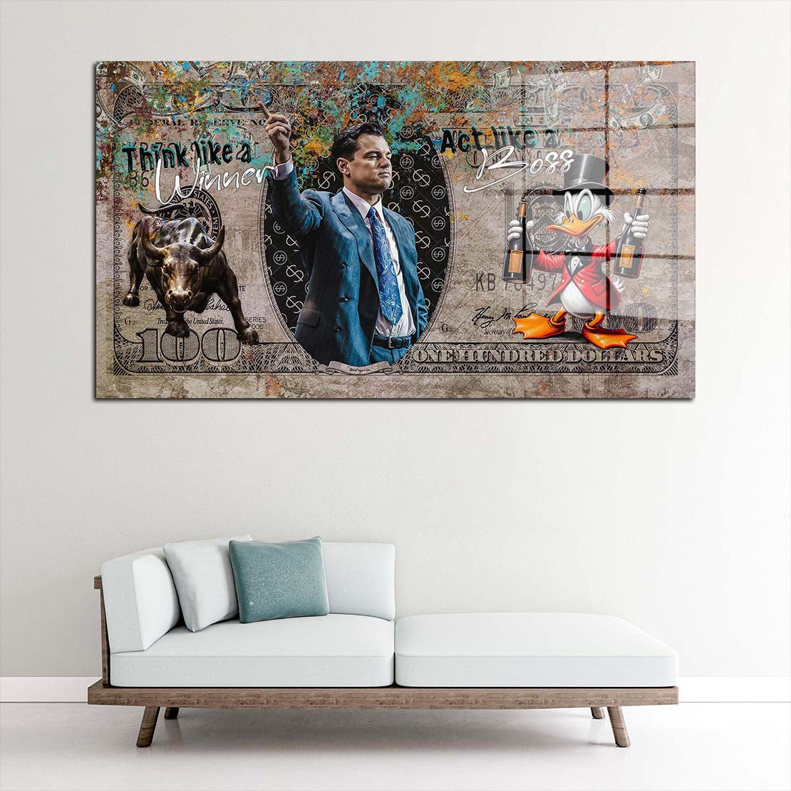 Wolf of Wall Street Pop Art Comic Acrylglasbild Wandbild Bild Wanddeko XL