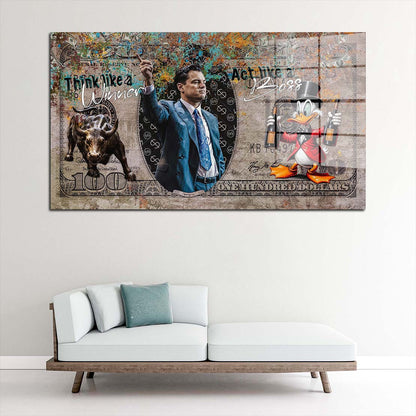 Wolf of Wall Street Pop Art Comic Acrylglasbild Wandbild Bild Wanddeko XL
