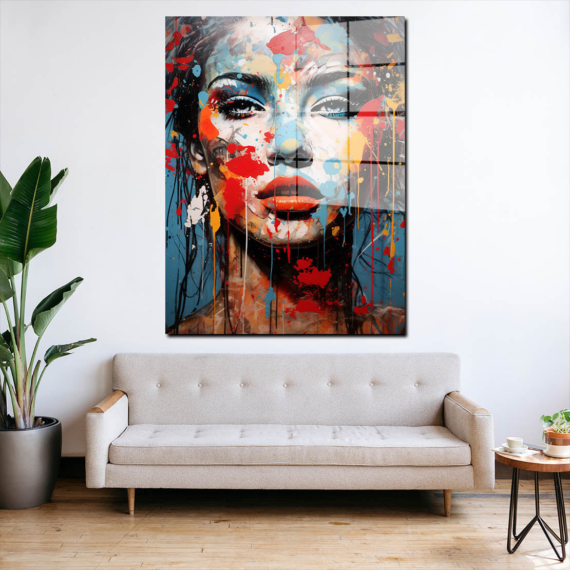 Wunderschöne Frau frontal Pop Art Acrylglasbild Wandbild Bild Wanddeko Wohnzimmer XL