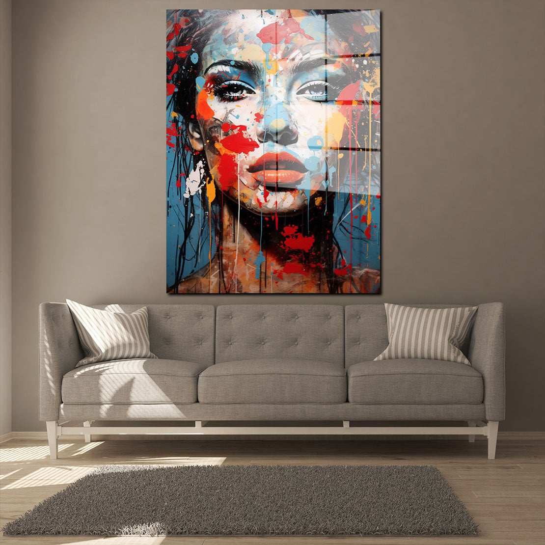 Wunderschöne Frau frontal Pop Art Acrylglasbild Wandbild Bild Wanddeko Wohnzimmer XL