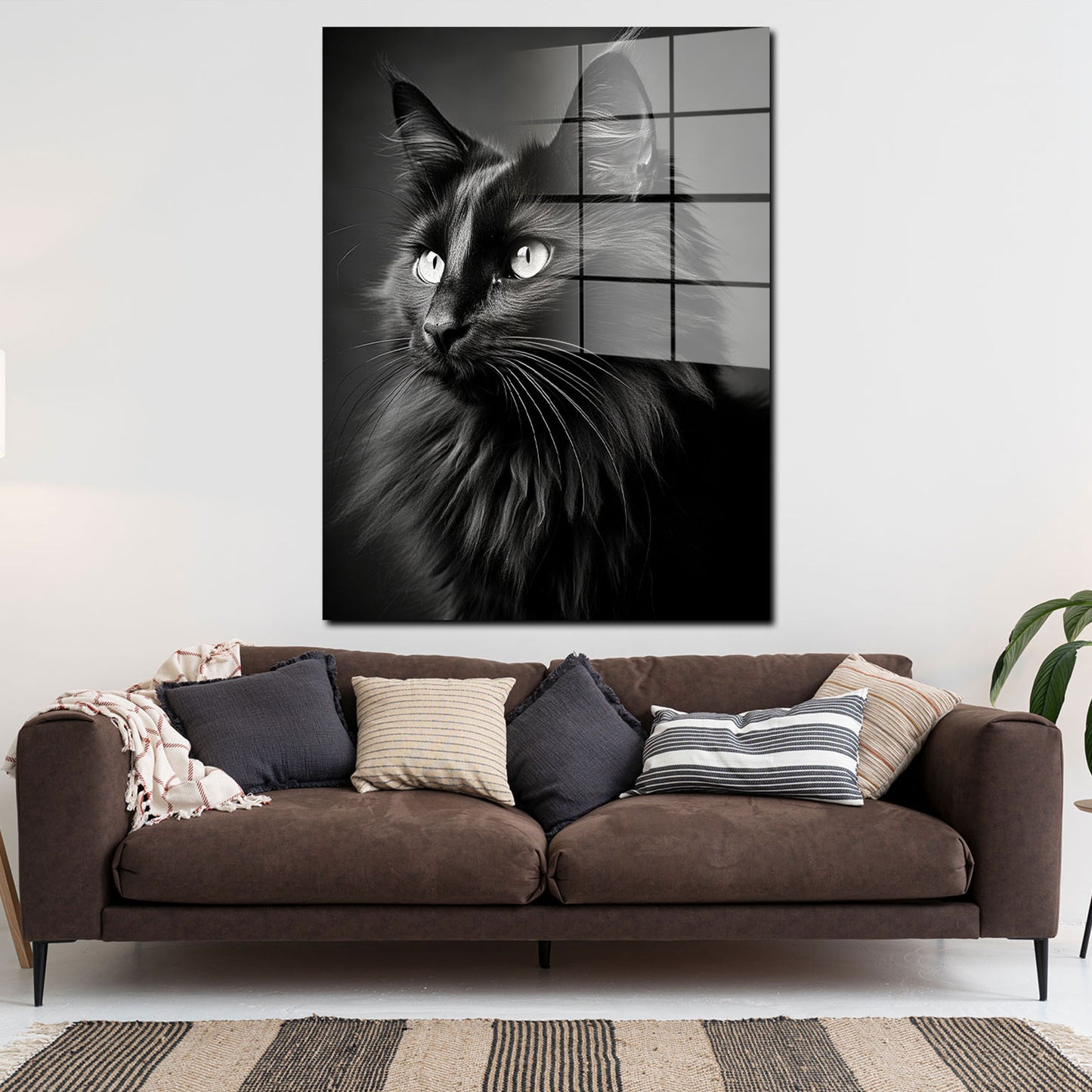 Wunderschöne schwarze Katze Acrylglasbild Wandbild Bild Wanddeko XL