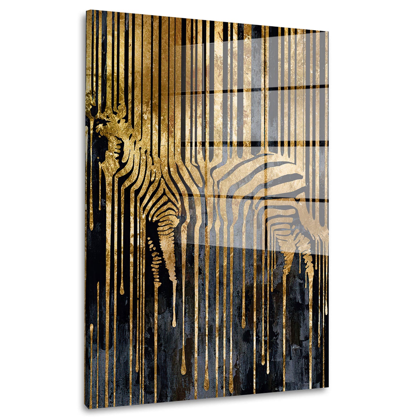 Zebra abstrakt Gold Acrylglasbild Wandbild Bild Wanddeko Wohnzimmer XL