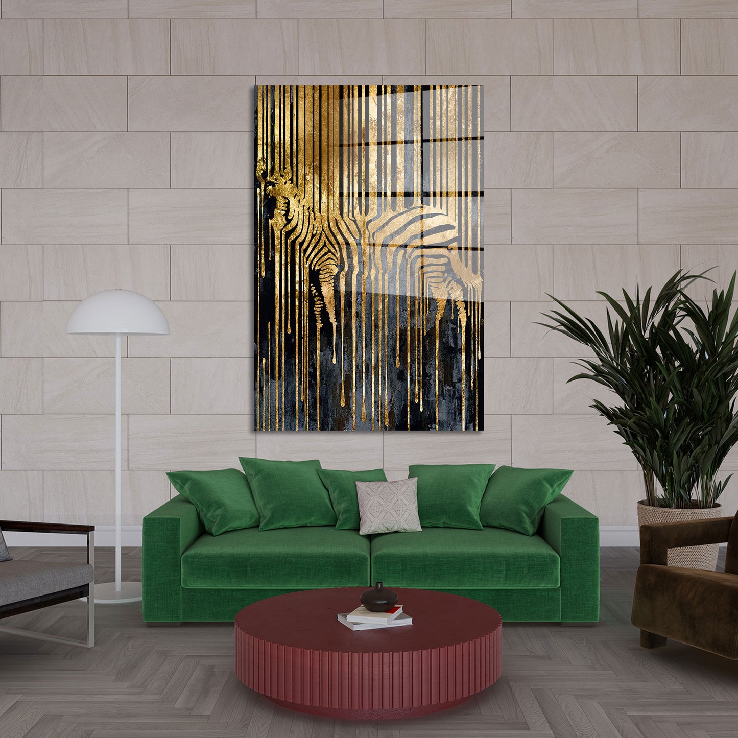 Zebra abstrakt Gold Acrylglasbild Wandbild Bild Wanddeko Wohnzimmer XL