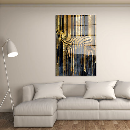Zebra abstrakt Gold Acrylglasbild Wandbild Bild Wanddeko Wohnzimmer XL