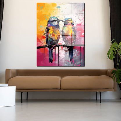 Zwei Vögel Pop Art Colour Acrylglasbild Wandbild Bild Wanddeko Wohnzimmer XL