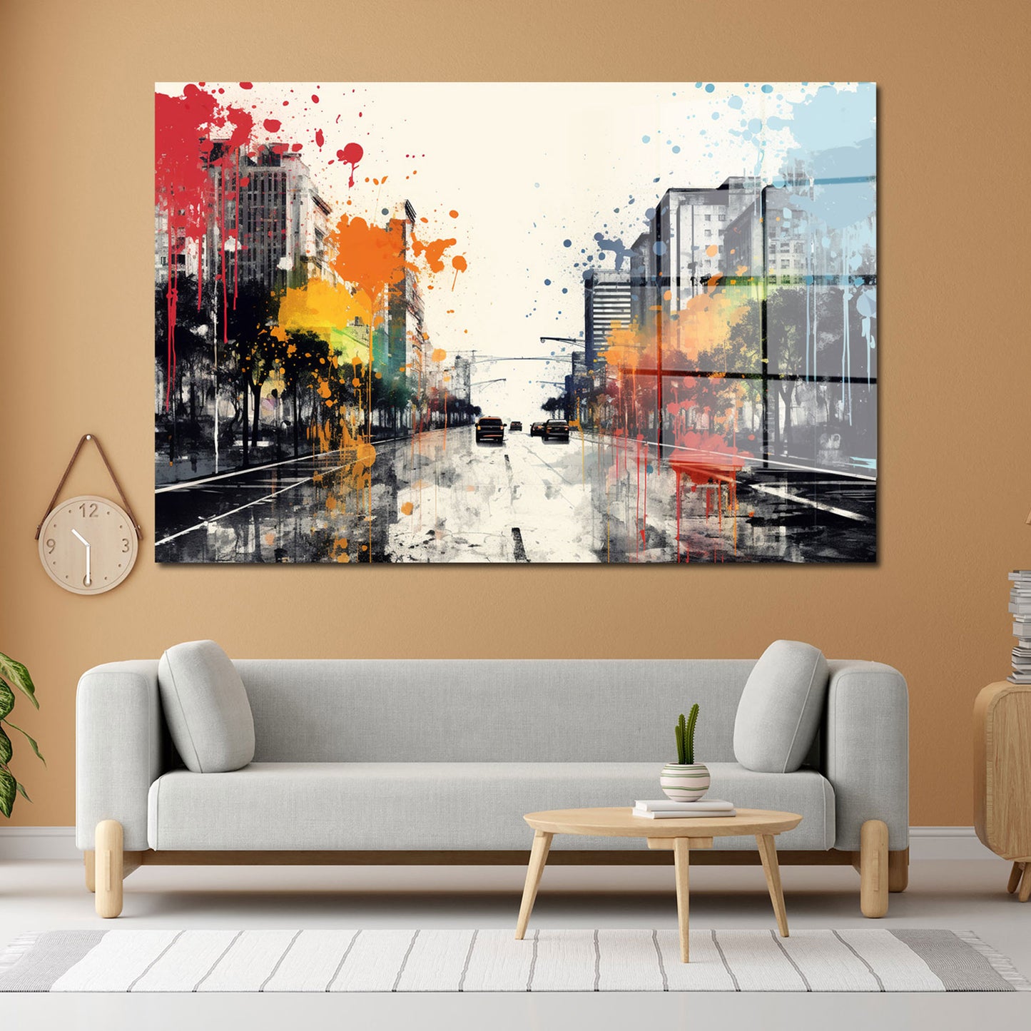 Abstrakt City Splatter Acrylglasbild Wandbild Bild Wanddeko Wohnzimmer XL