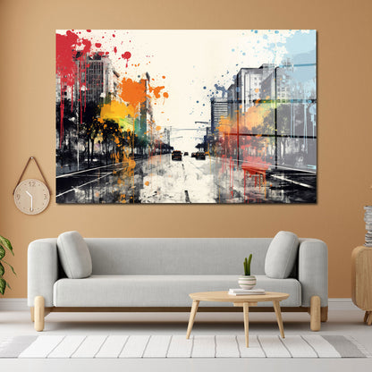 Abstrakt City Splatter Acrylglasbild Wandbild Bild Wanddeko Wohnzimmer XL