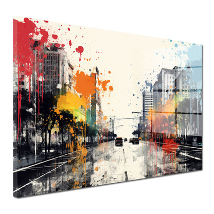 Abstrakt City Splatter Acrylglasbild Wandbild Bild Wanddeko Wohnzimmer XL