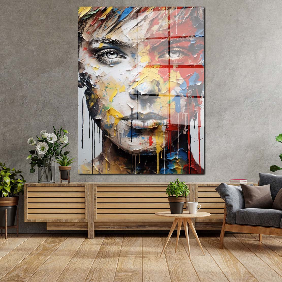 Gesicht Abstrakt Beautiful Acrylglasbild Wandbild Bild Wanddeko Wohnzimmer XL