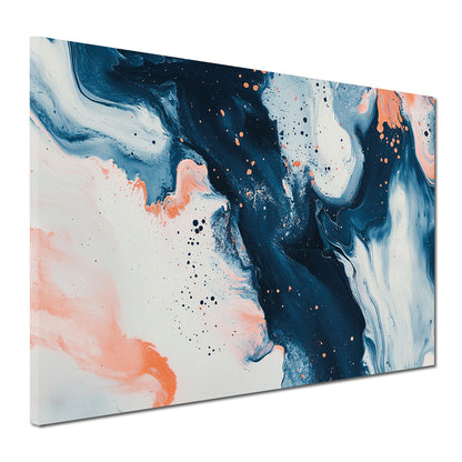 Abstrakt Dunkelblau Koralle Weiß Wandbild Leinwandbild Kunstdruck XL Wanddeko