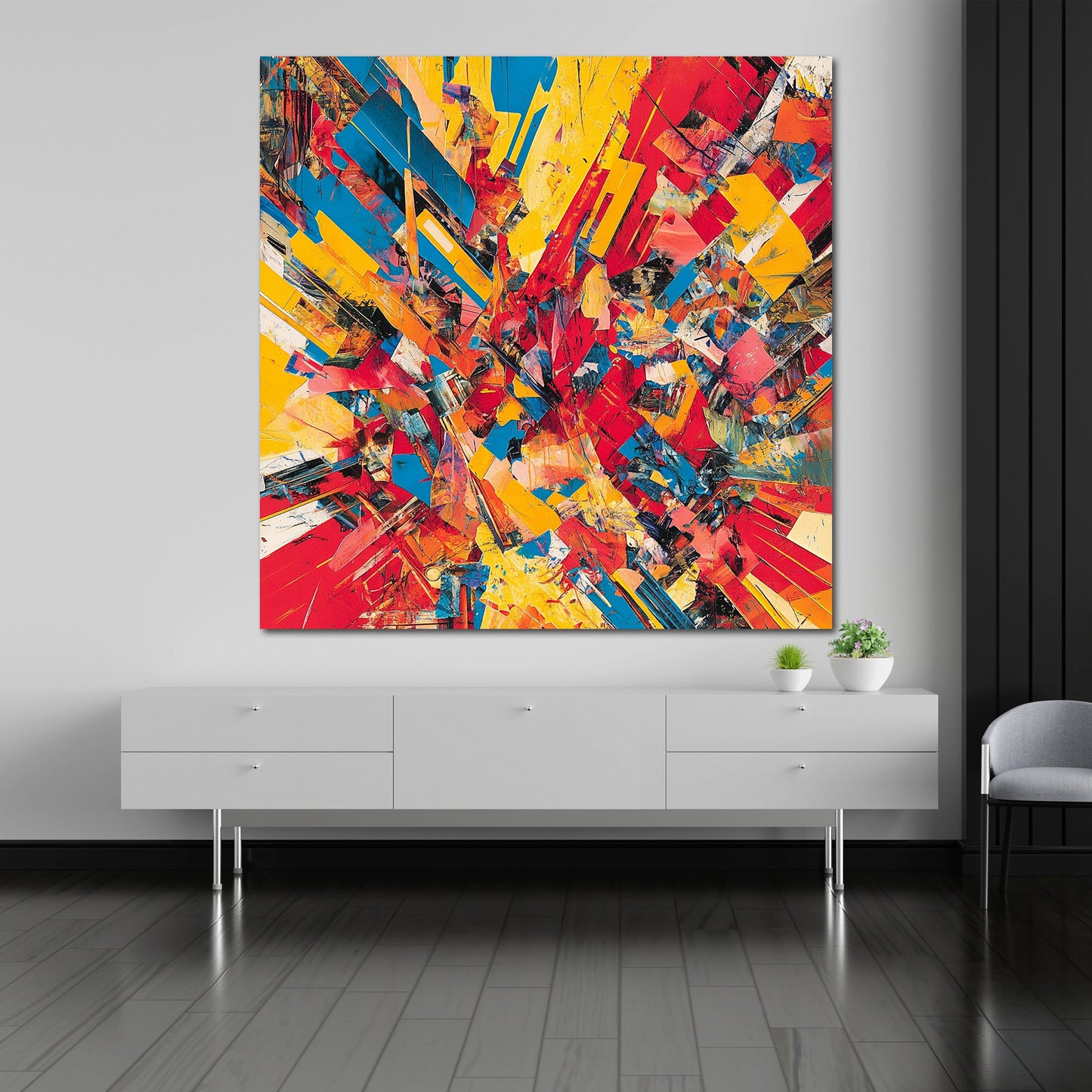 Abstrakt dynamische Explosion Leinwandbild Wandbild Kunstdruck XL Wanddeko