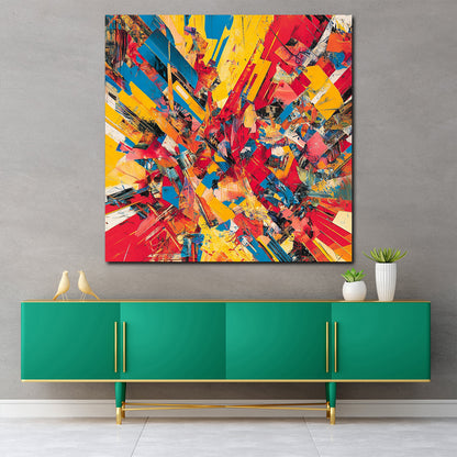 Abstrakt dynamische Explosion Leinwandbild Wandbild Kunstdruck XL Wanddeko