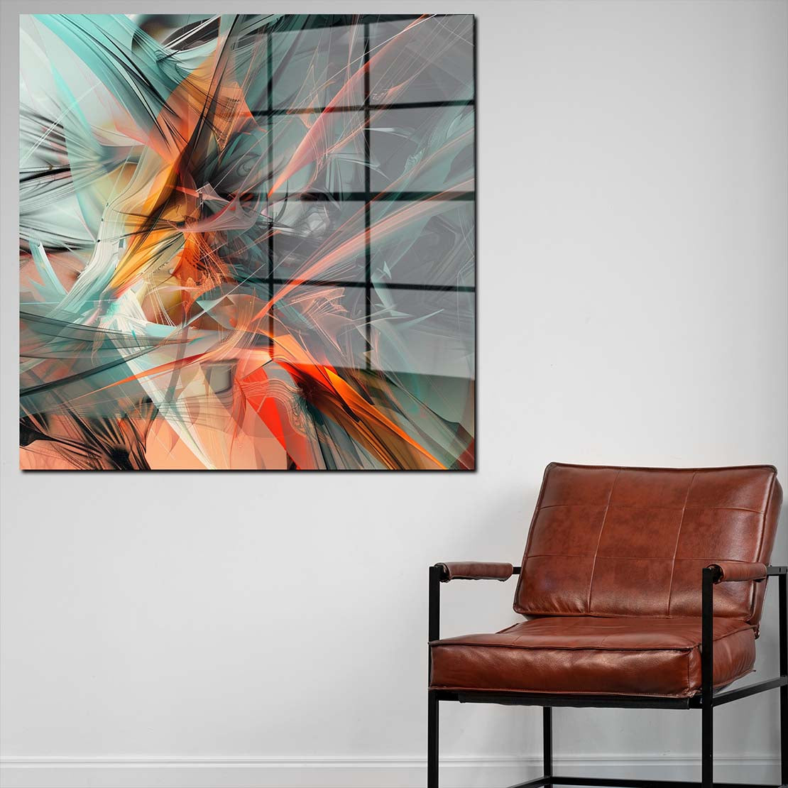 Abstrakt dynamisches Farbenspiel Acrylglasbild Wandbild Wanddeko Wohnzimmer XL