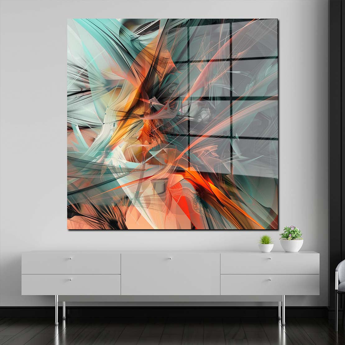 Abstrakt dynamisches Farbenspiel Acrylglasbild Wandbild Wanddeko Wohnzimmer XL