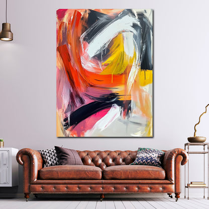 Abstrakt Pinselschwünge Leinwandbild Wandbild Kunstdruck XL Wanddeko